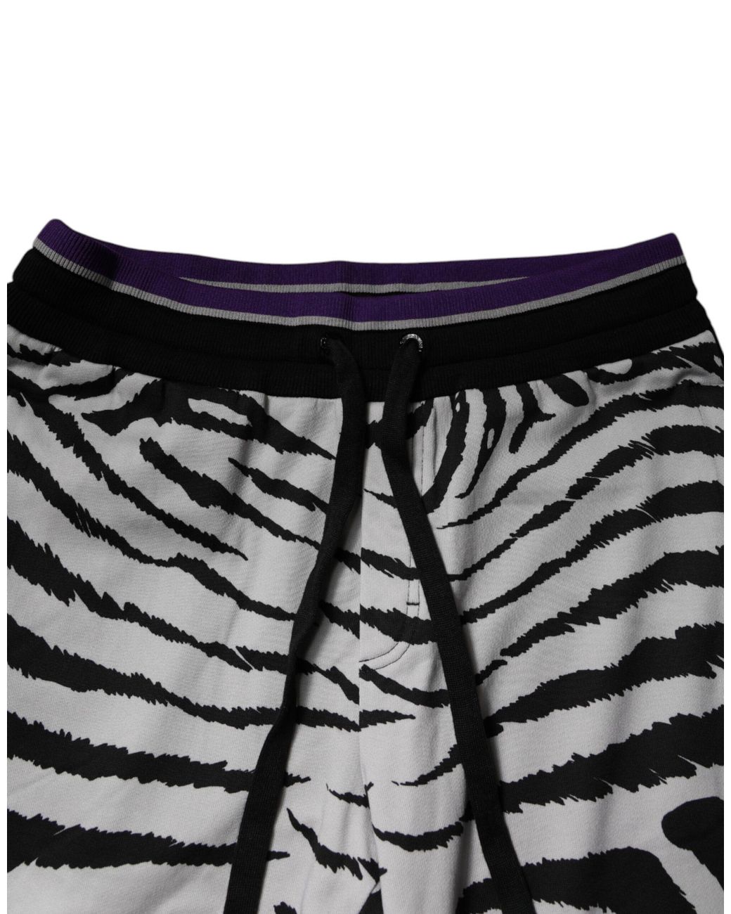 Dolce & Gabbana Black Dolce & Gabbana Zebra-Print Cotton Joggers for men