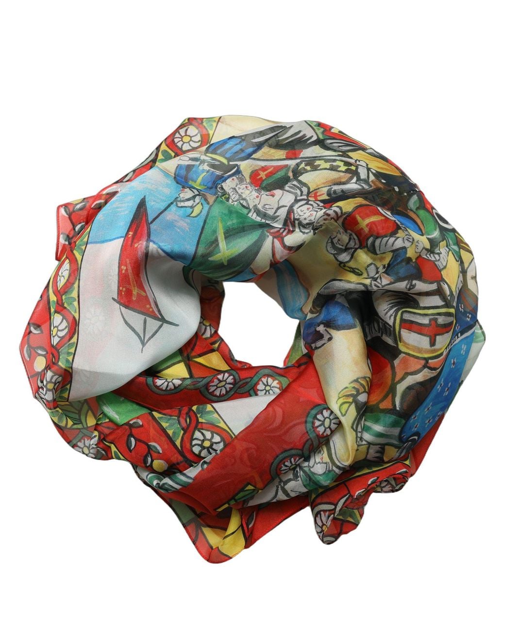 Dolce & Gabbana Multicolor Silk Printed Foulard Scarf