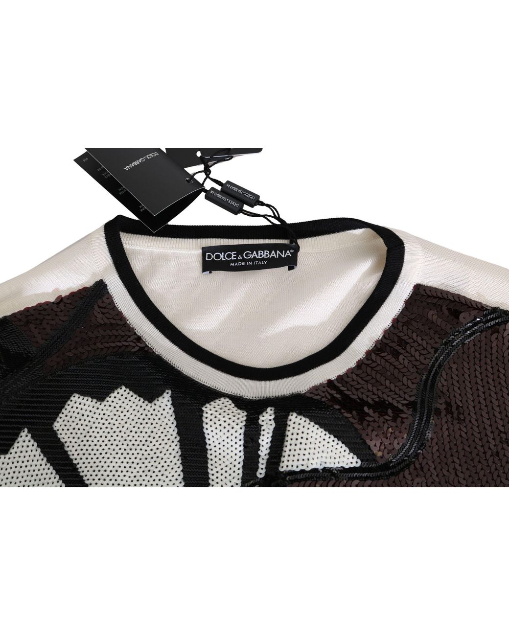 Dolce & Gabbana Black Jazz Sequined Guitar Pullover Top Sweater for men