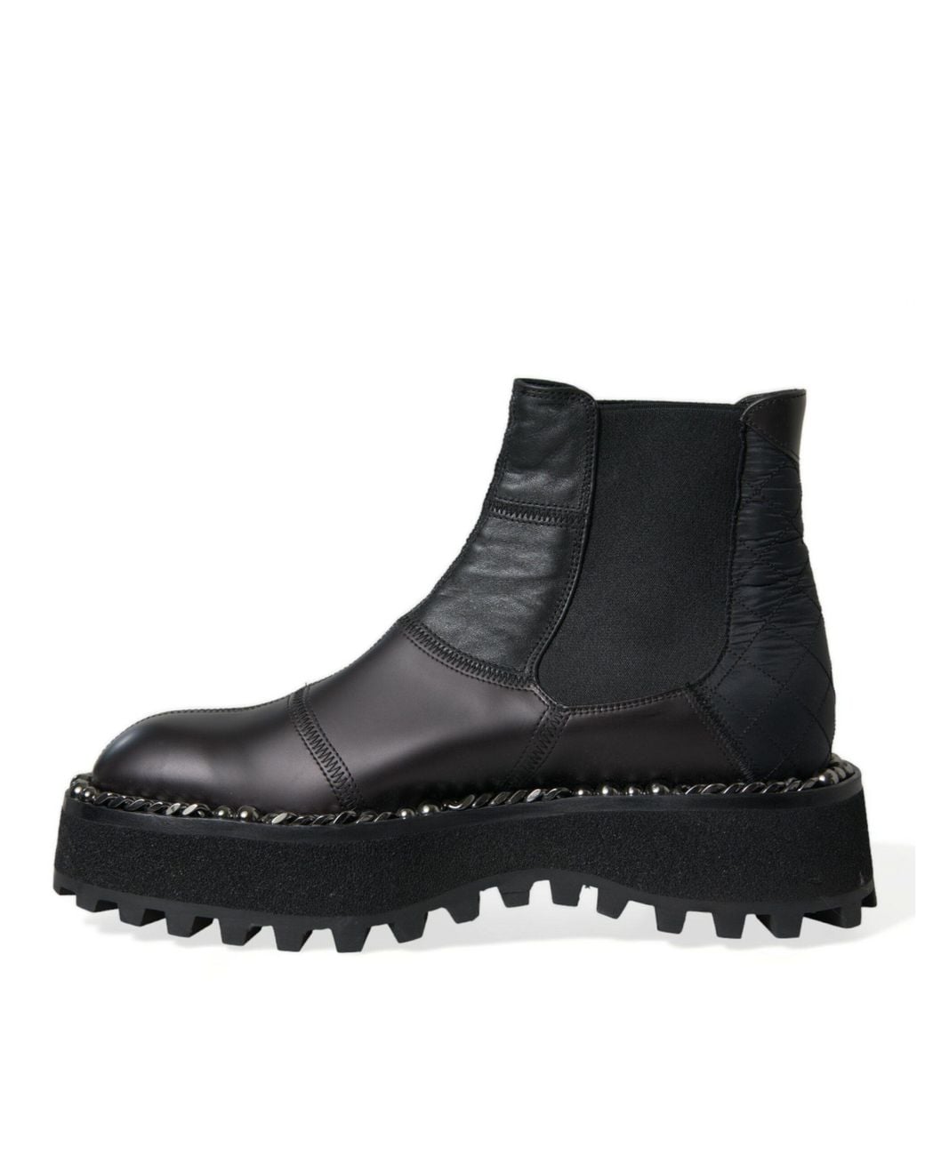 Dolce & Gabbana Black Leather Slip On Stretch Chelsea Boots Shoes for men