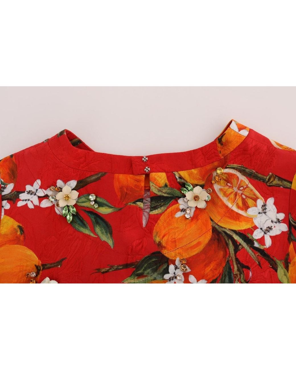 Dolce & Gabbana Red Print Crystal-Embellished Blouse