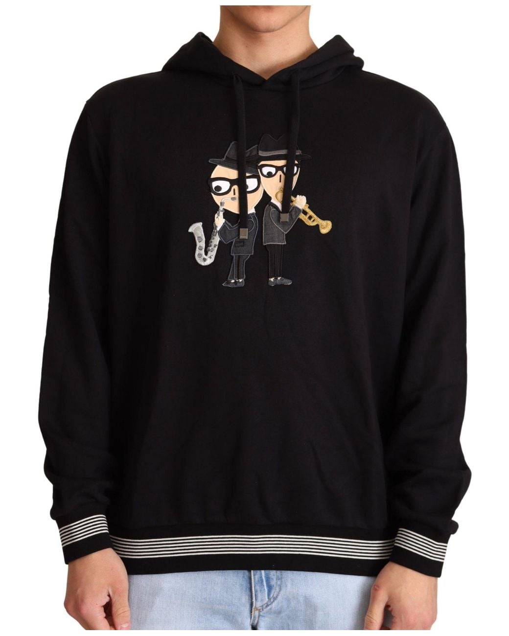 Dolce & Gabbana Black Elegant Embroidered Cotton Sweater for men