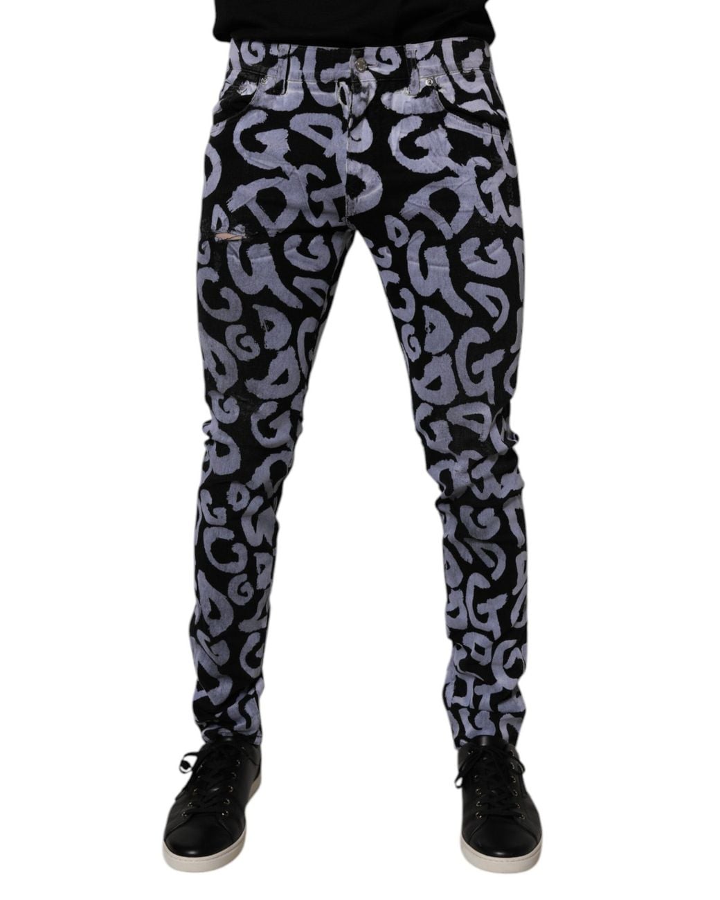 Dolce & Gabbana Black Skinny Graffiti Print Jeans for men