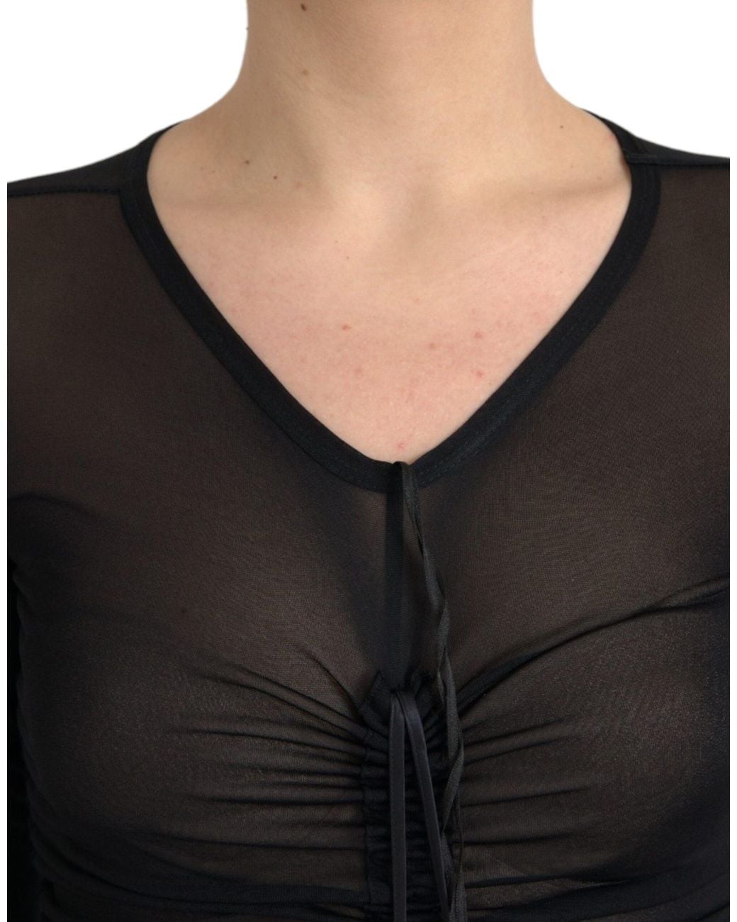 Dolce & Gabbana Black Sheer Bodycon Sheath Midi Dress