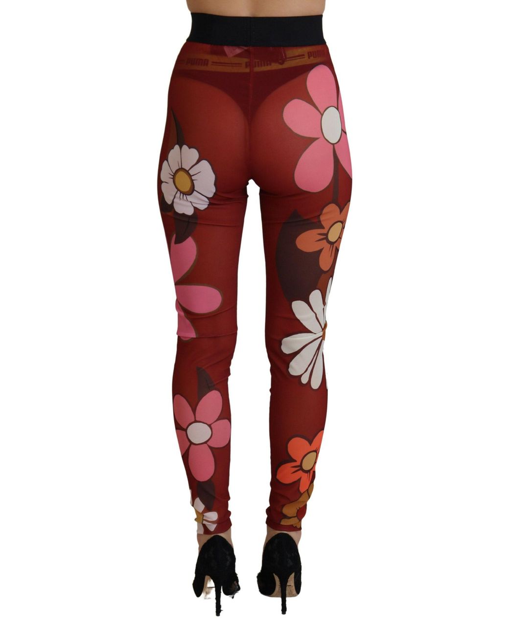 Dolce & Gabbana Black Floral Leggings Stretch Waist Pants