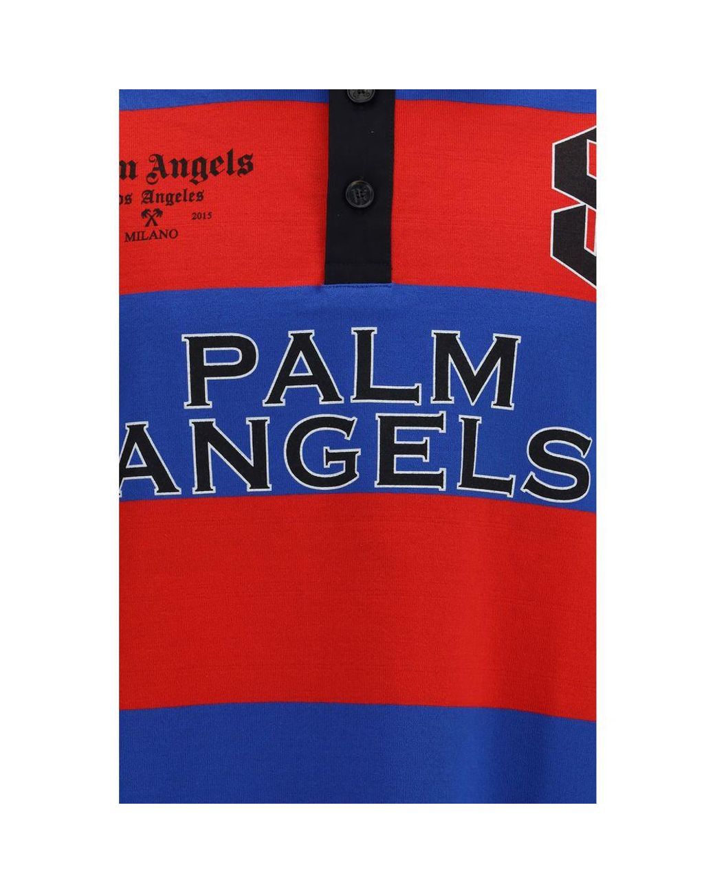 Palm Angels Blue Multicolor Cotton Polo Shirt for men