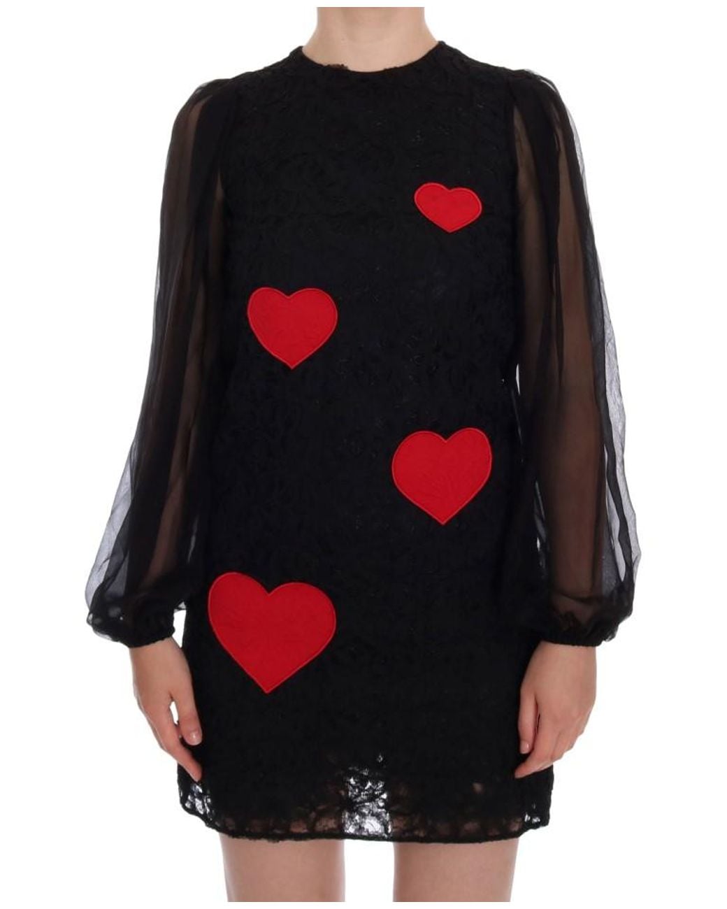 Dolce & Gabbana Black Lace Heart Shift Dress
