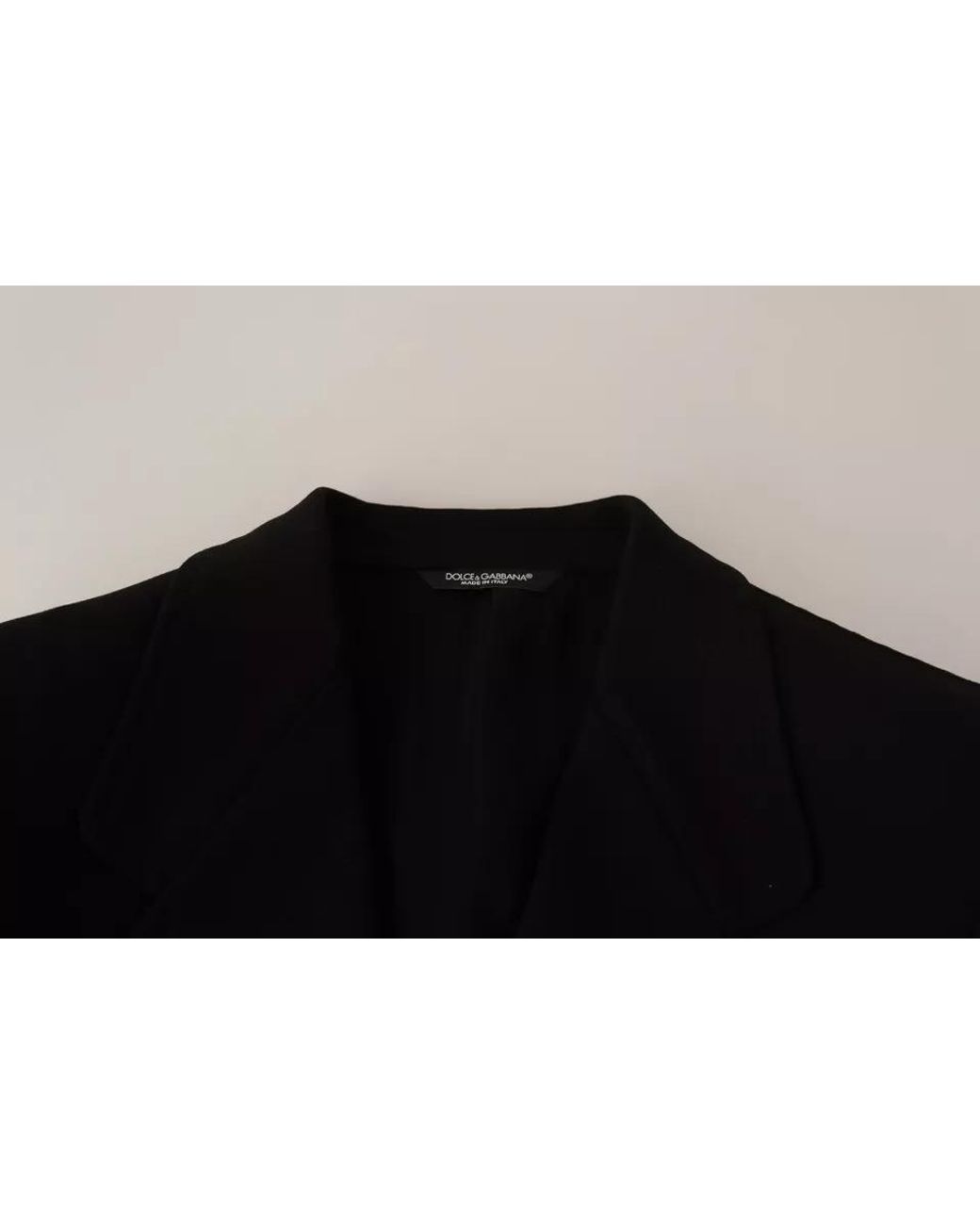 Dolce & Gabbana Black Wool Slim Fit Coat Jacket Blazer for men