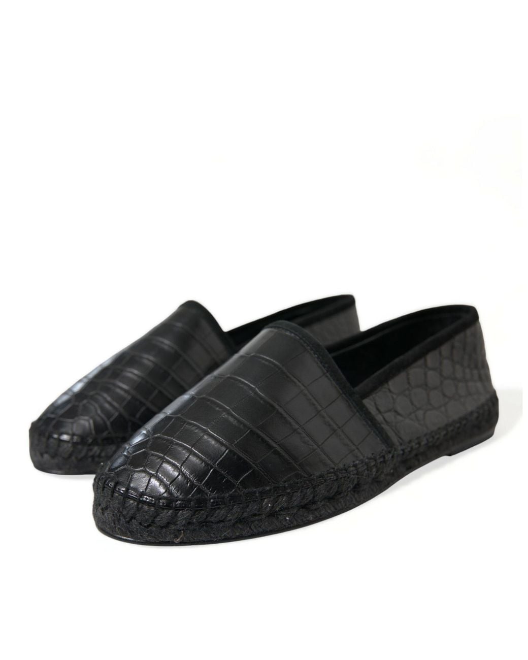 Dolce & Gabbana Black Exotic Leather Espadrilles Slip On Shoes for men