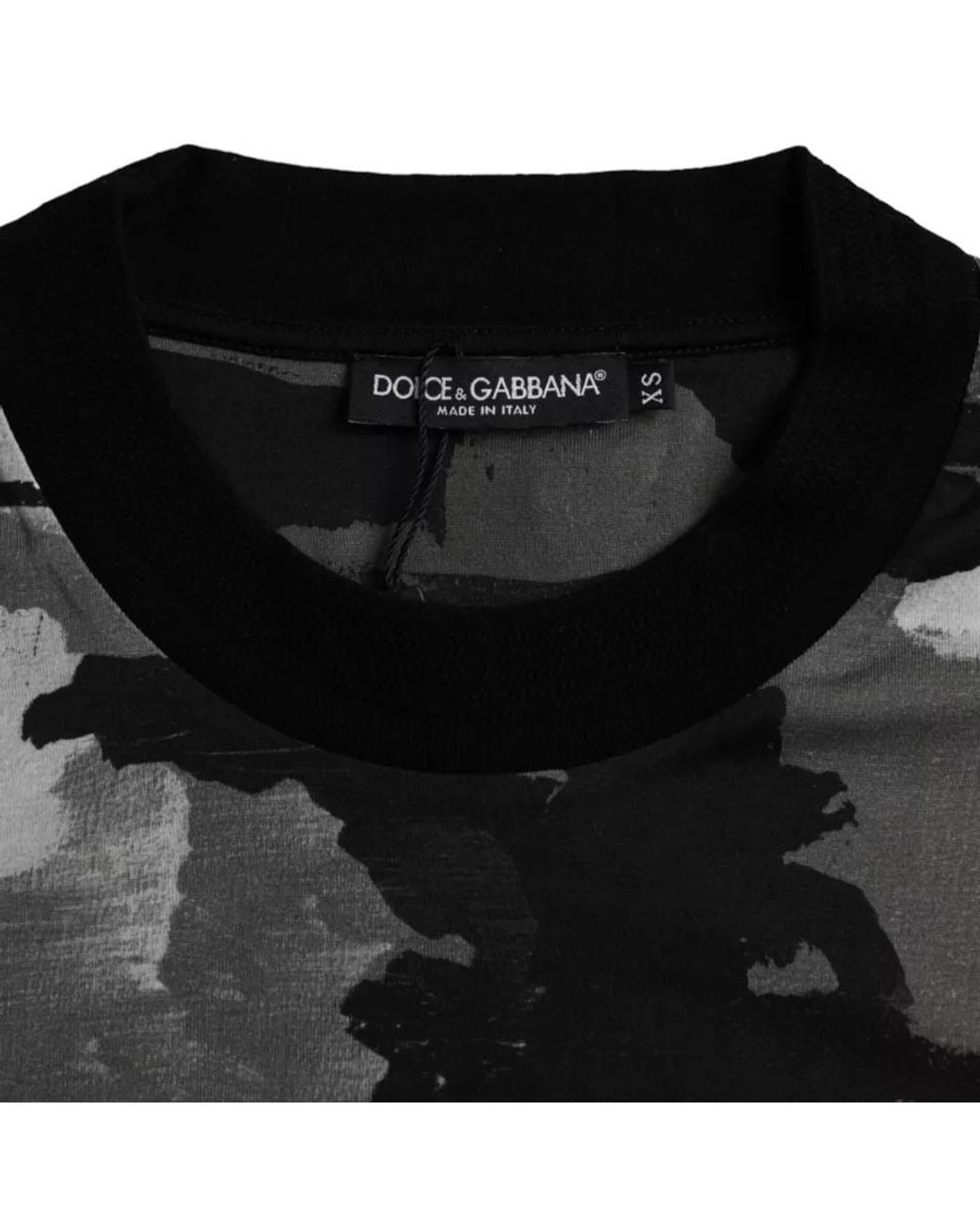Dolce & Gabbana Black Camouflage Cotton Crewneck T-Shirt for men