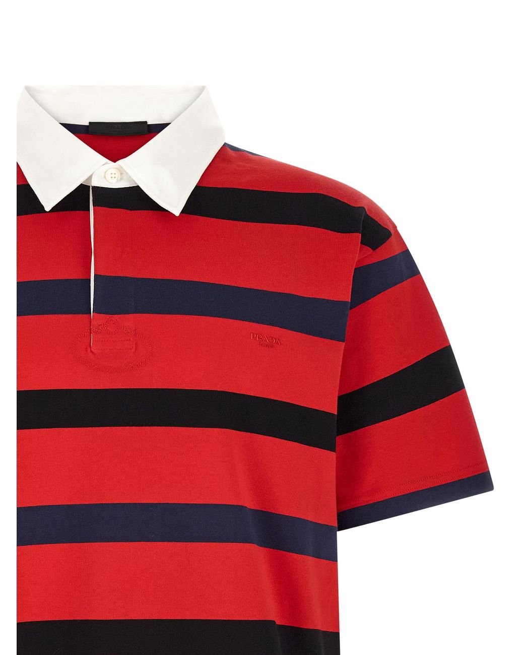 Prada Red Cotton Polo Shirt for men