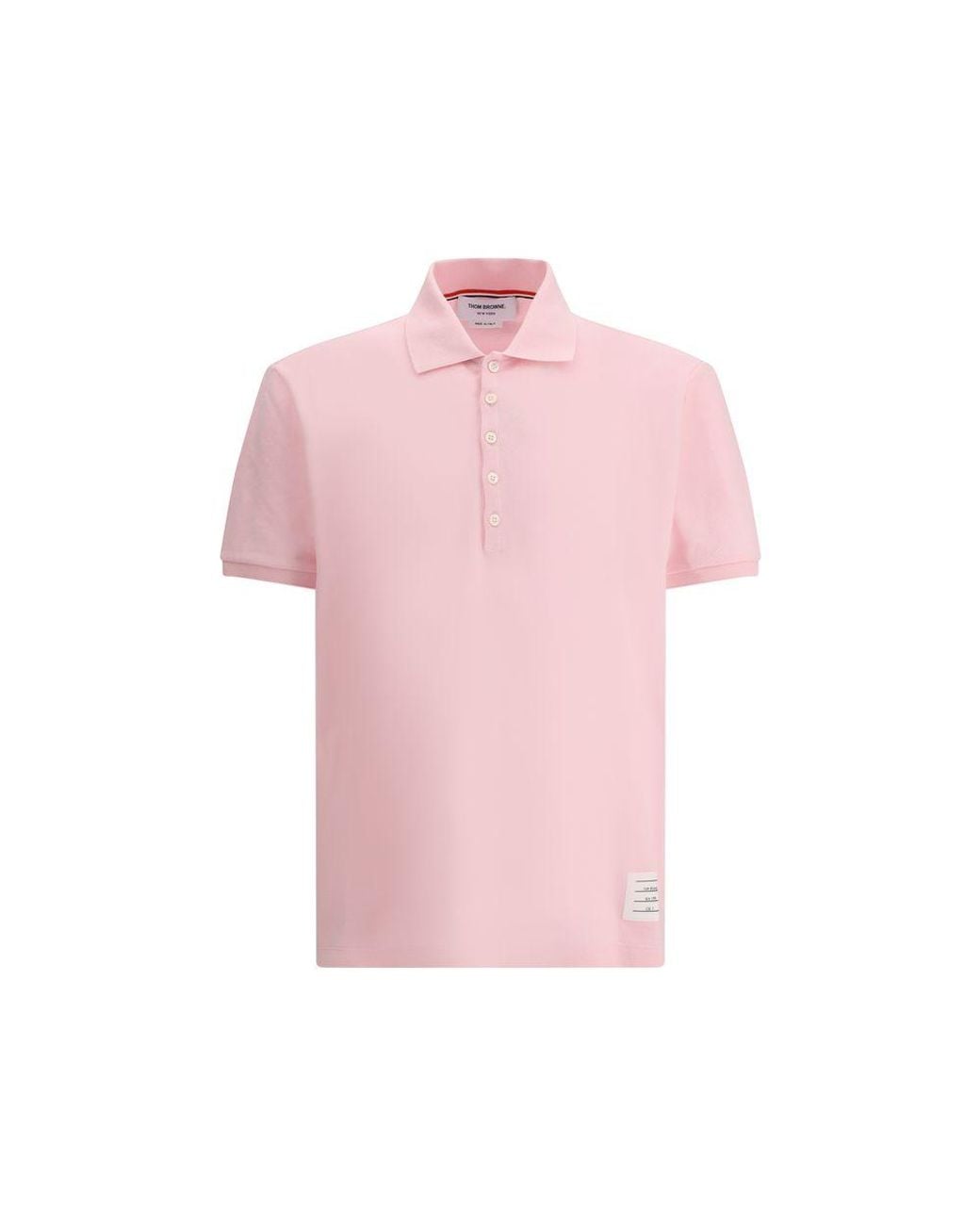 Thom Browne Pink Polo Shirt Whit Iconic Bands for men