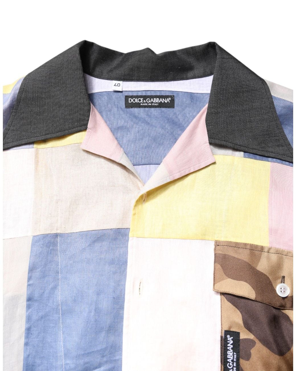 Dolce & Gabbana Multicolor Patchwork Short Sleeve Shirt for men