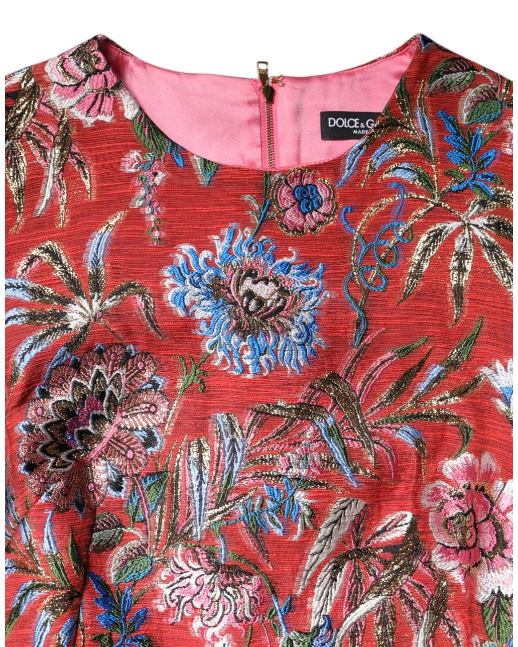 Dolce & Gabbana Red Floral Jacquard A-Line Mini Dress