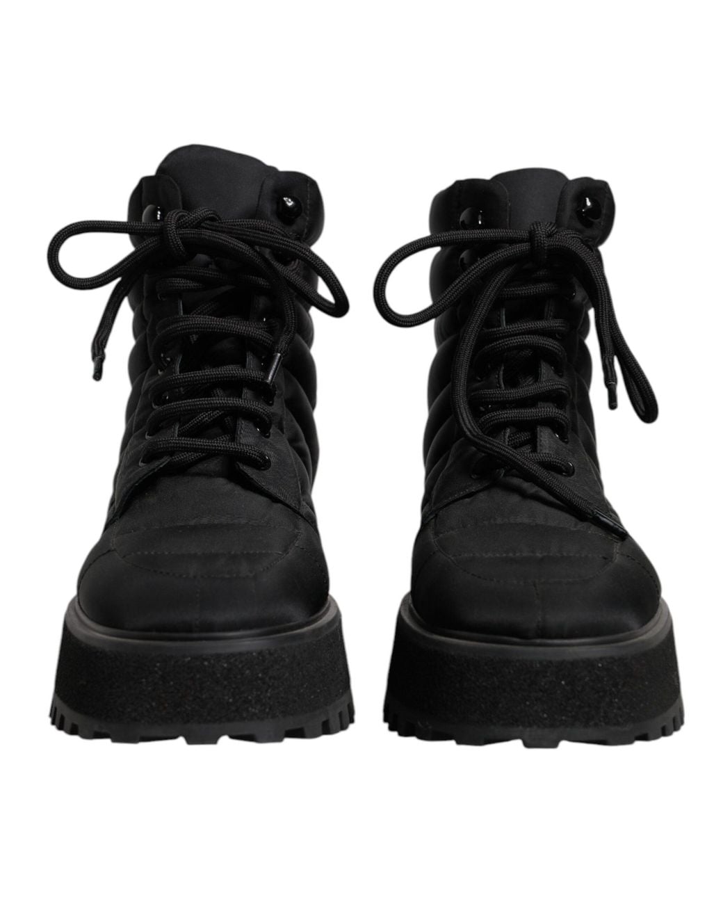 Dolce & Gabbana Black Quilted Nylon Laceup Boots for men