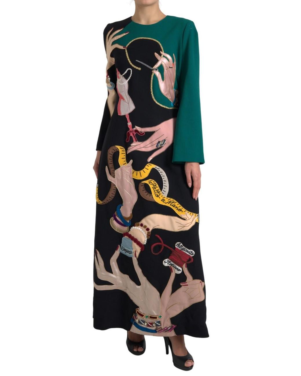 Dolce & Gabbana Black Long Sleeves A-Line Maxi Dress