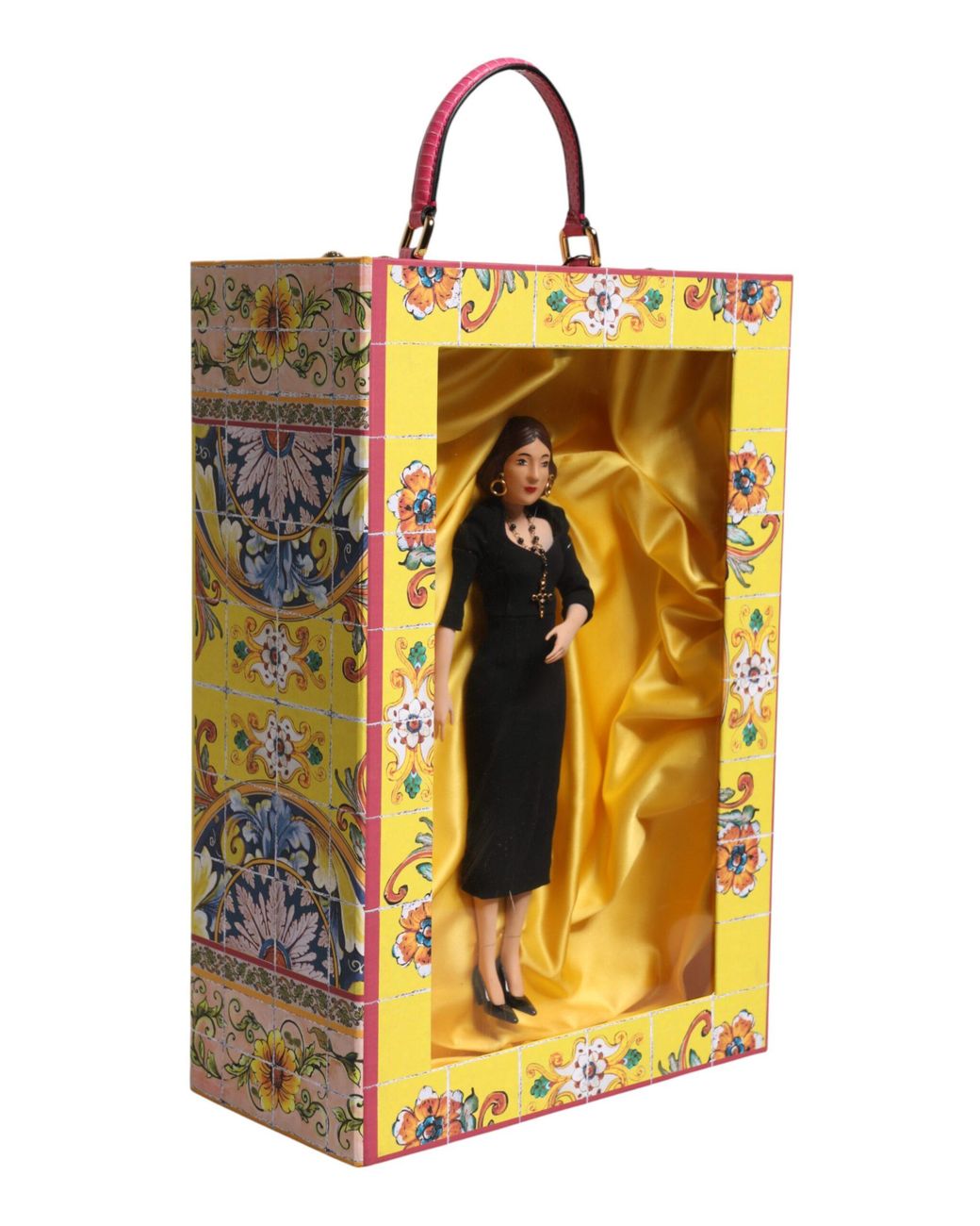 Dolce & Gabbana Yellow Dress Ceramic Porcelain Fashion Leather Sicily Dolls Silk Accessory