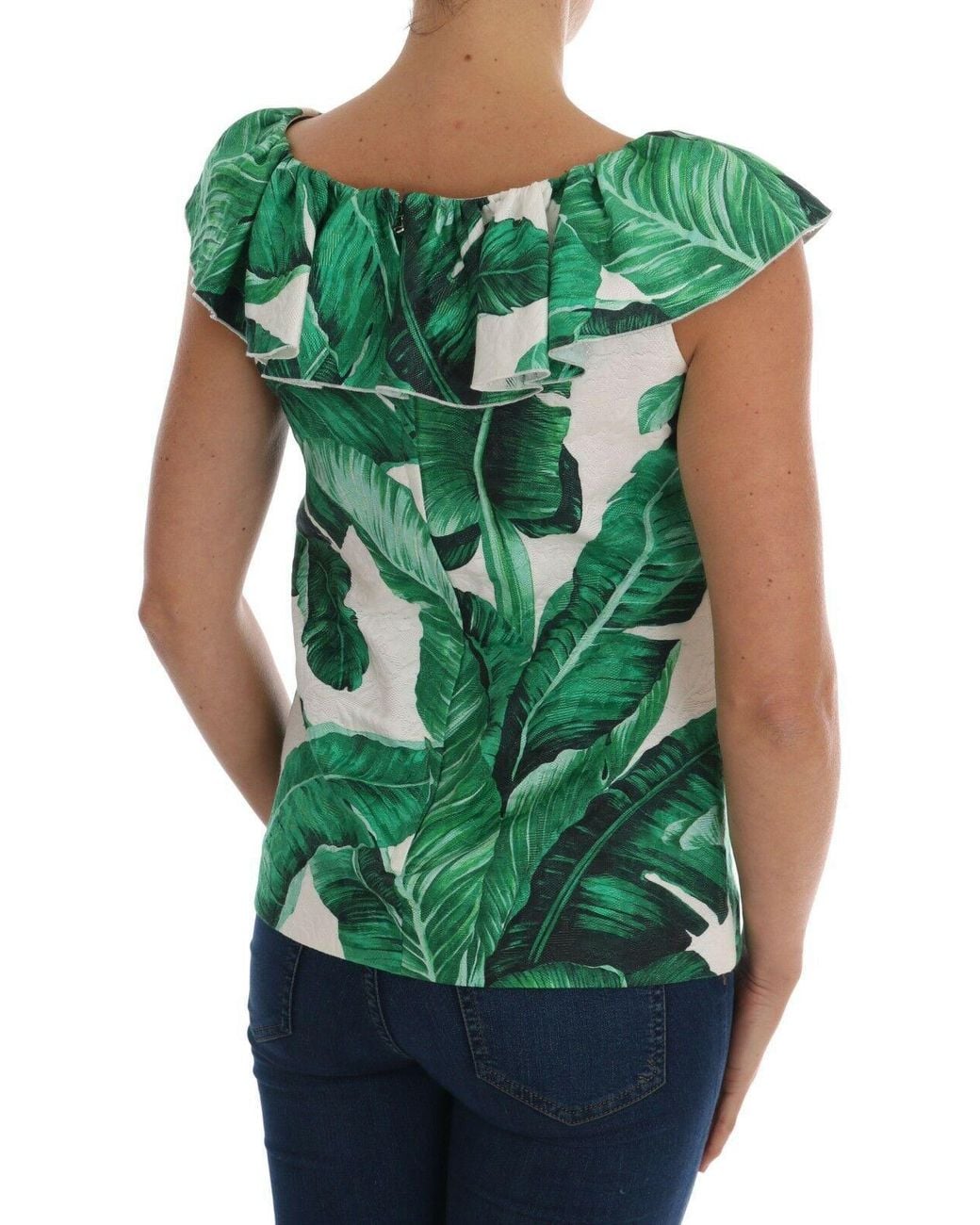 Dolce & Gabbana Green Elegant Sequined Pineapple Blouse
