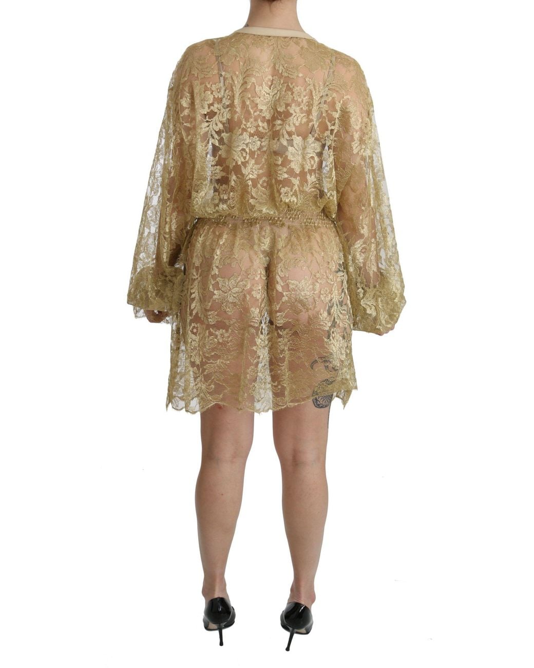 Dolce & Gabbana Multicolor Lace See Through A-line Knee Length Dress