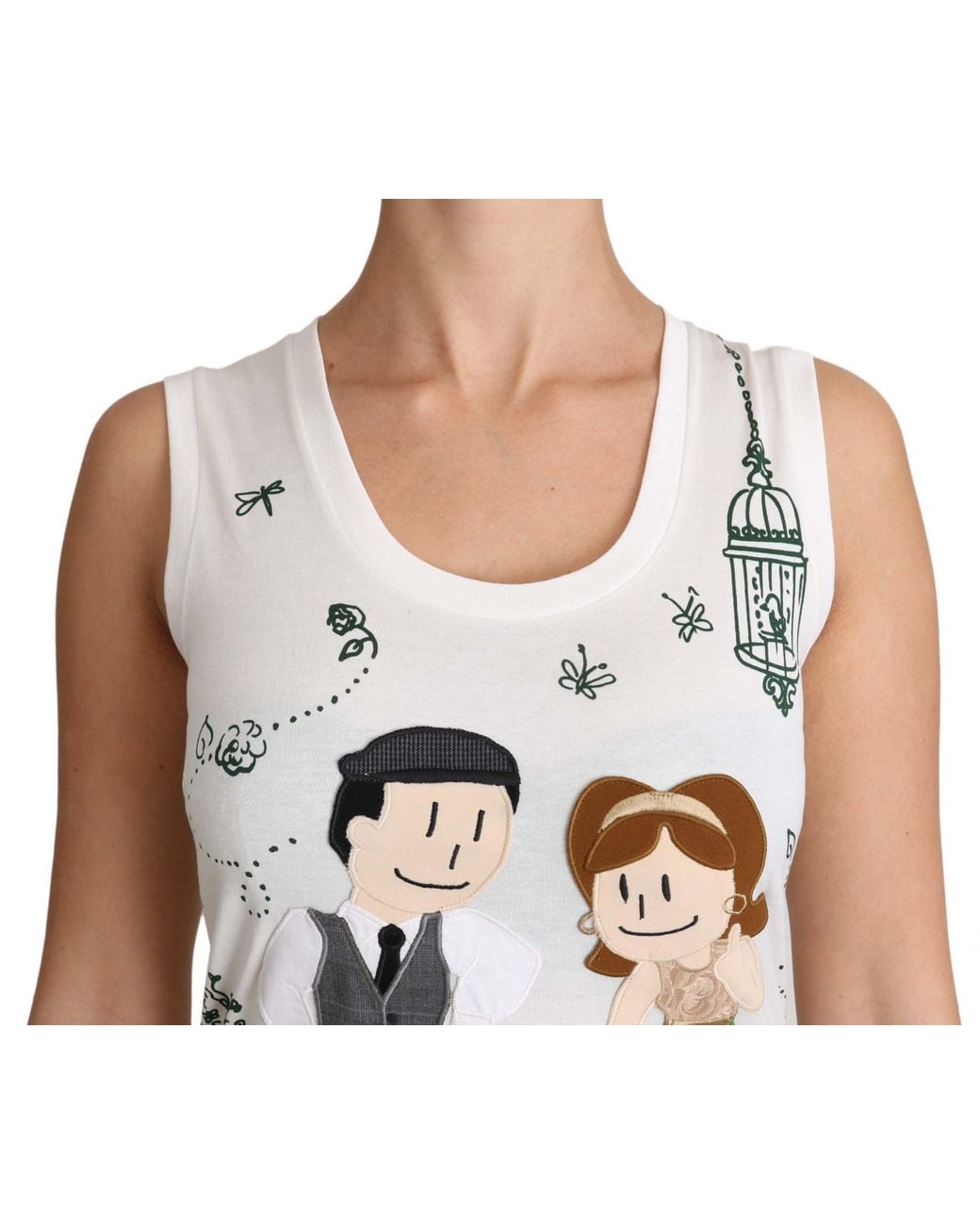 Dolce & Gabbana White Family Tank Top Tsh3162