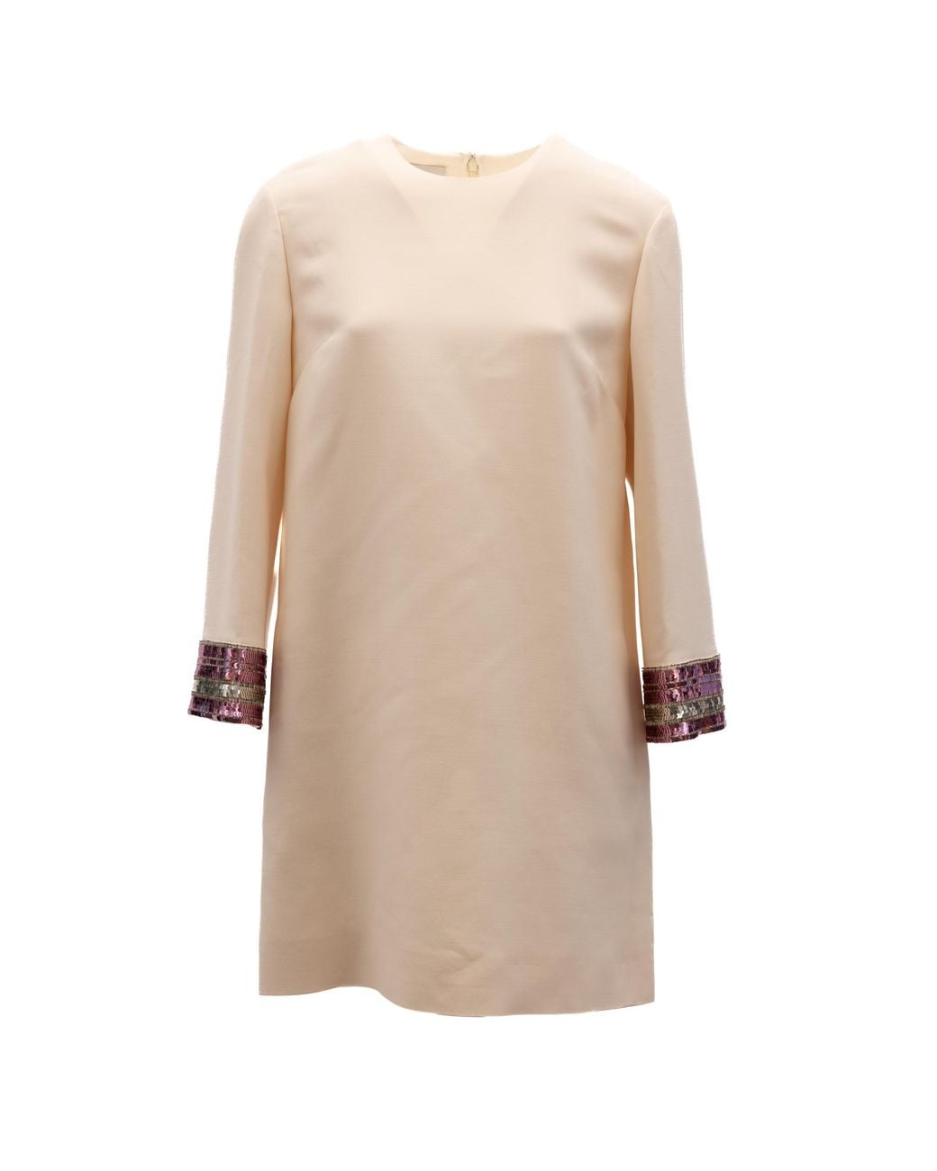 Valentino Garavani Natural Dress With Multi-Colored Sequin Cuffs