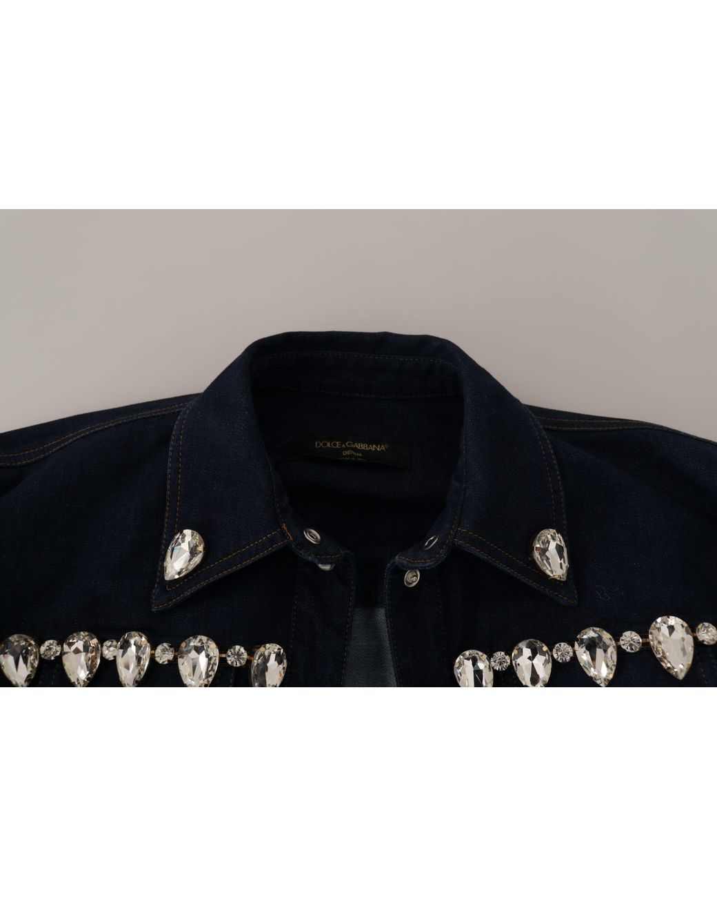 Dolce & Gabbana Black Denim Crystal Embellish Cotton Jacket Clothing