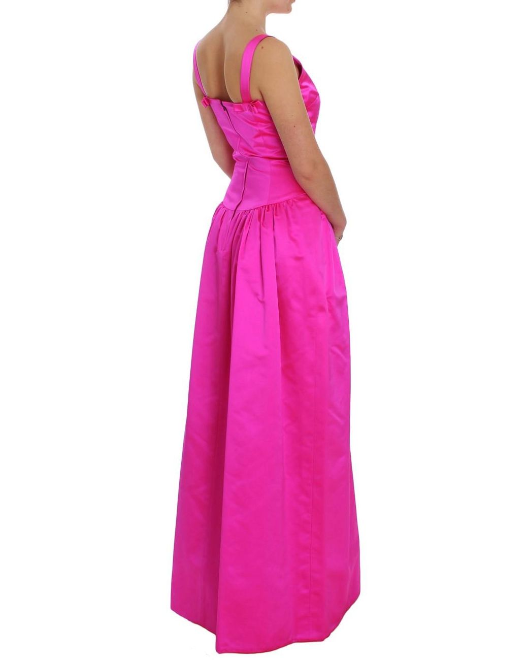 Dolce & Gabbana Pink Silk Long Sheath Ball Gown Dress