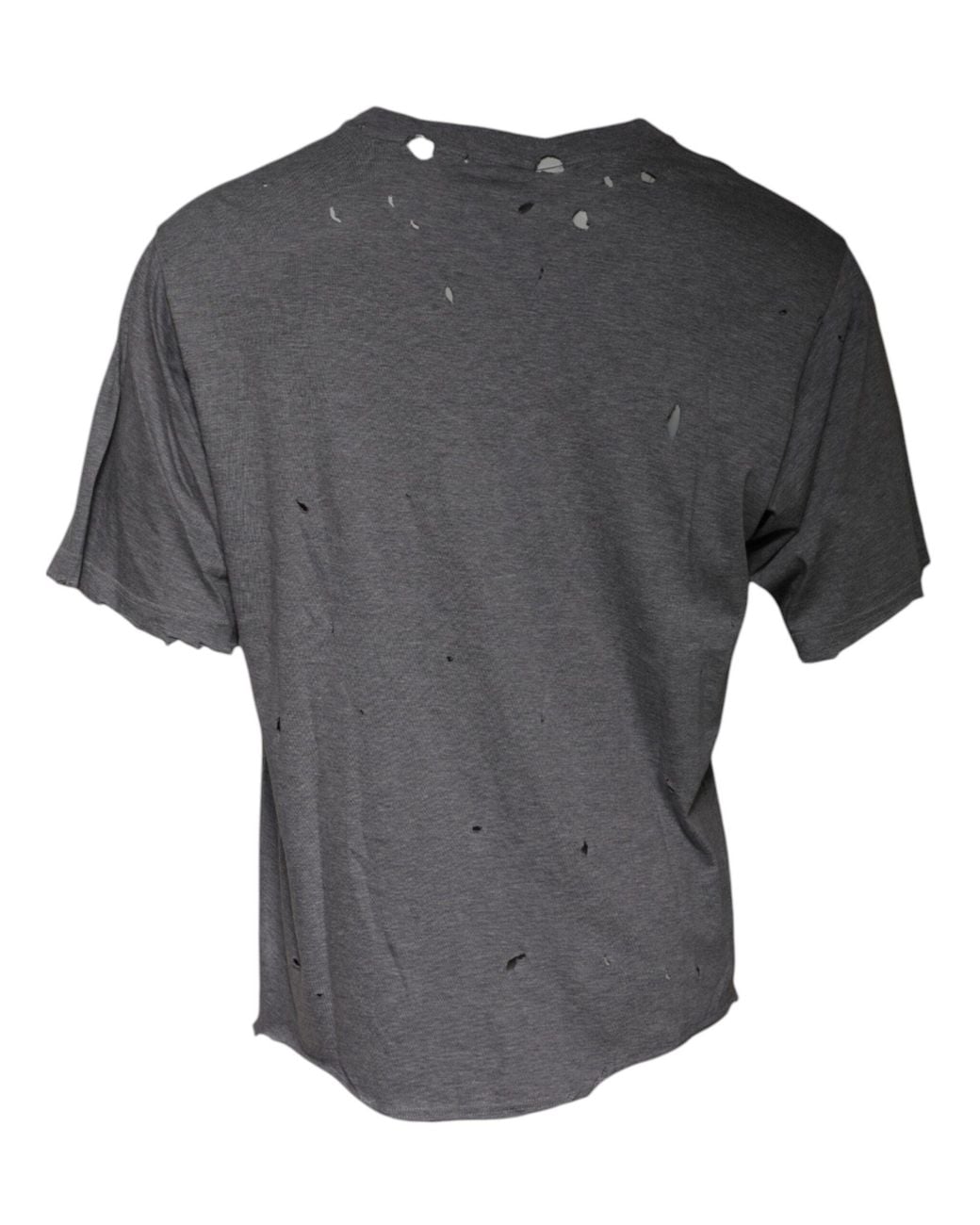 Dolce & Gabbana Gray Distressed Tshirt Ripped Detail for men
