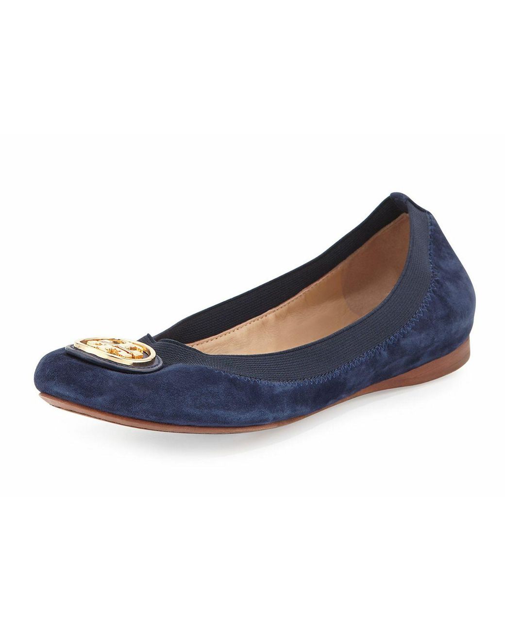 Tory Burch Caroline Ballet Clare Blue Suede Flats Shoes | Lyst