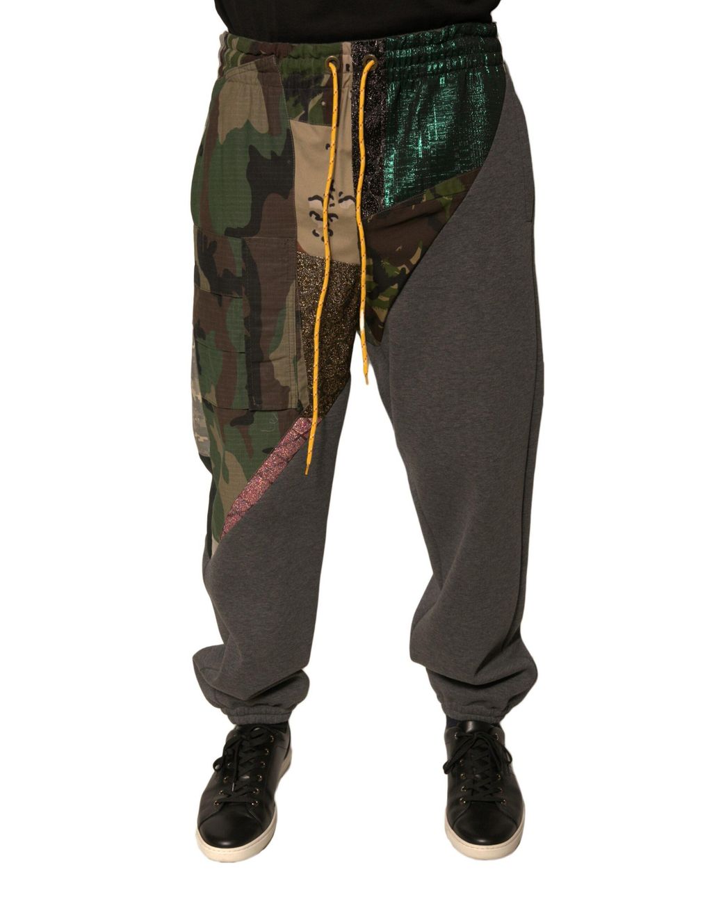 Dolce & Gabbana Black Patchwork Cotton Jogger Sweatmen's Pants for men