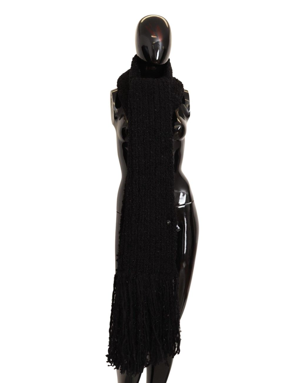 Dolce & Gabbana Black Virgin Wool Knitted Wrap Shawl Scarf