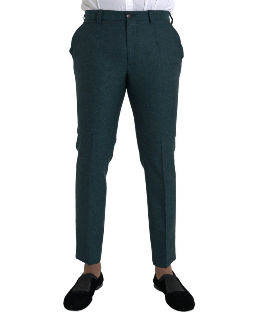 Dolce & Gabbana Blue Wool Skinny Slim Dress Pants for men