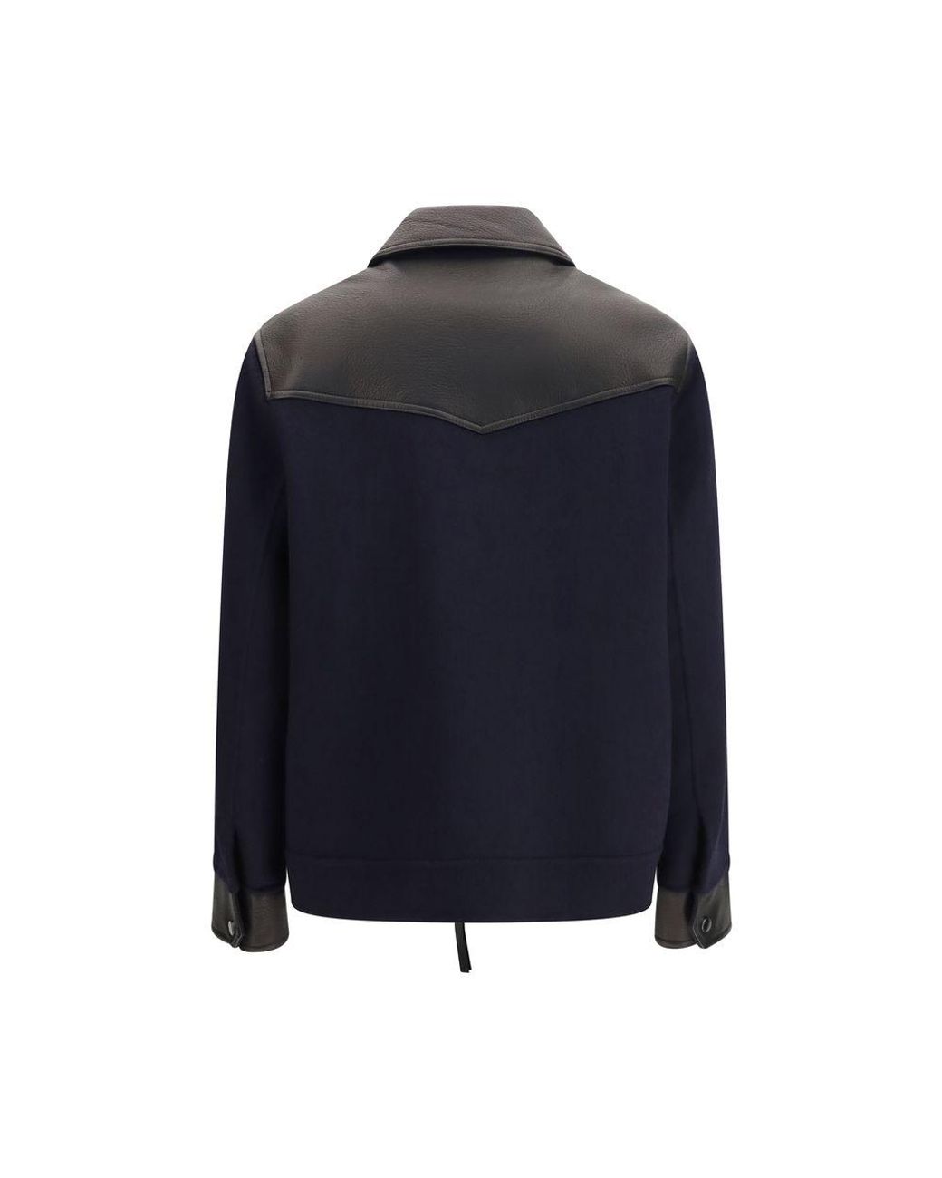 P.A.R.O.S.H. Blue Wool Oves Aries Leather Jacket