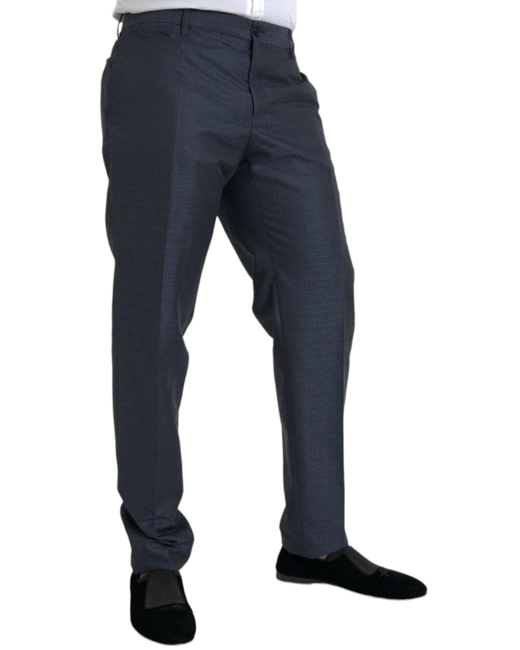 Dolce & Gabbana Blue Wool Skinny Dress Pants for men