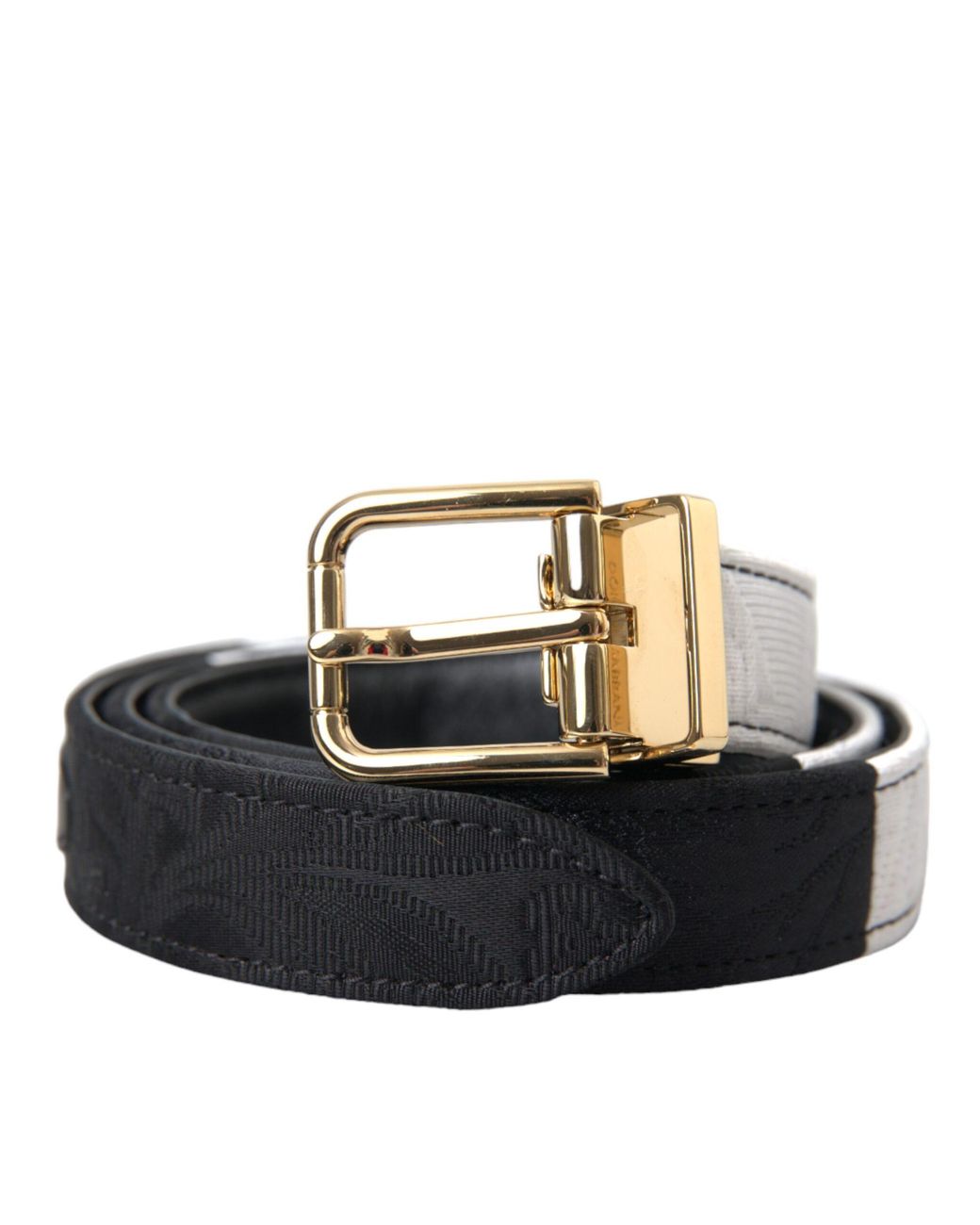 Dolce & Gabbana Black Patchwork Metal Buckle Belt
