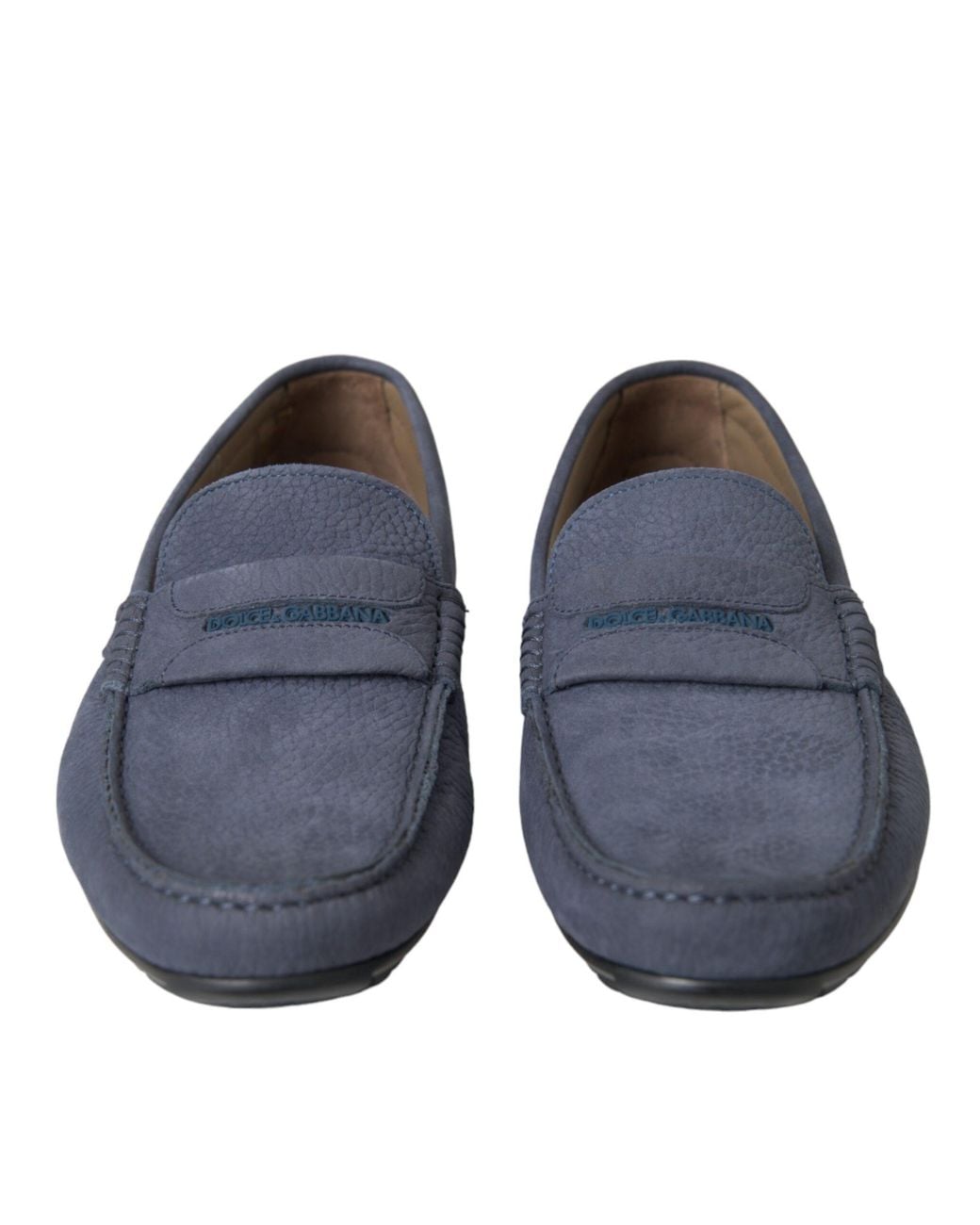Dolce & Gabbana Blue Calf Leather Slip On Moccasin Shoes for men