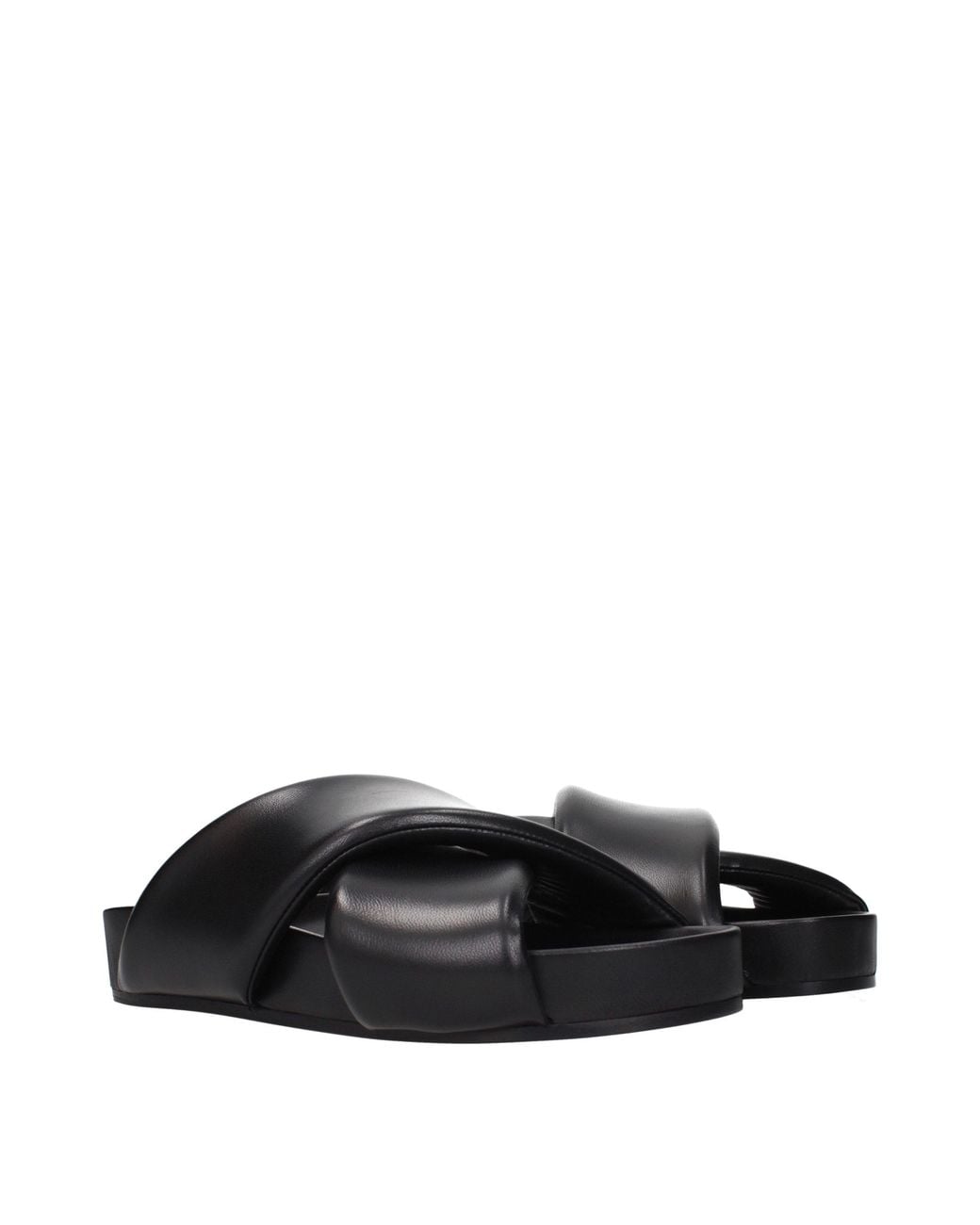 Jil Sander Black Leather Slippers for men