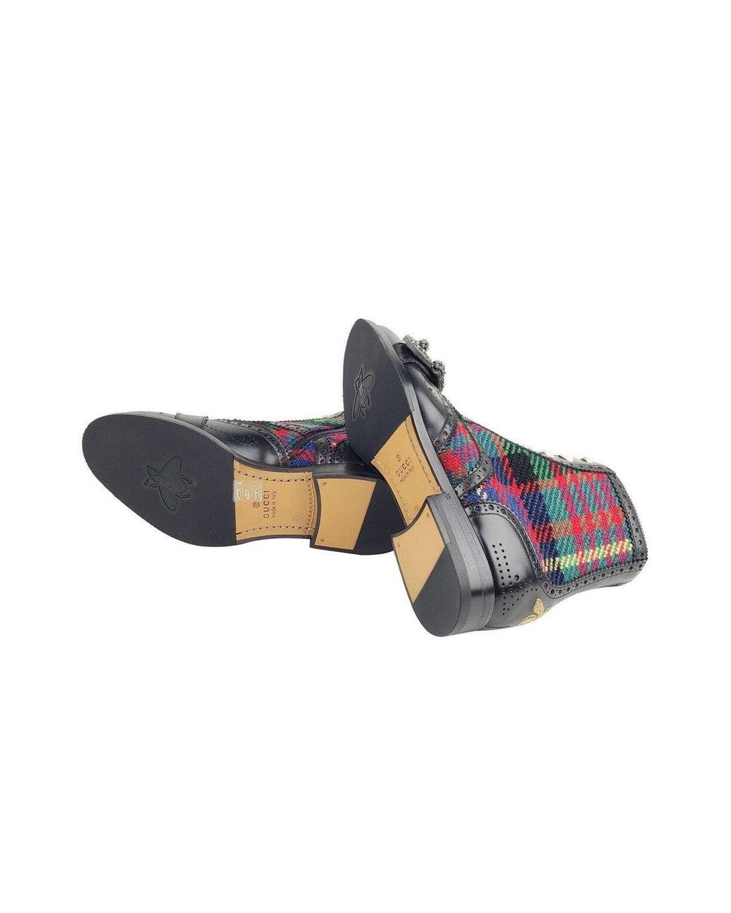 Gucci Leather Red Green Checkered Wool 