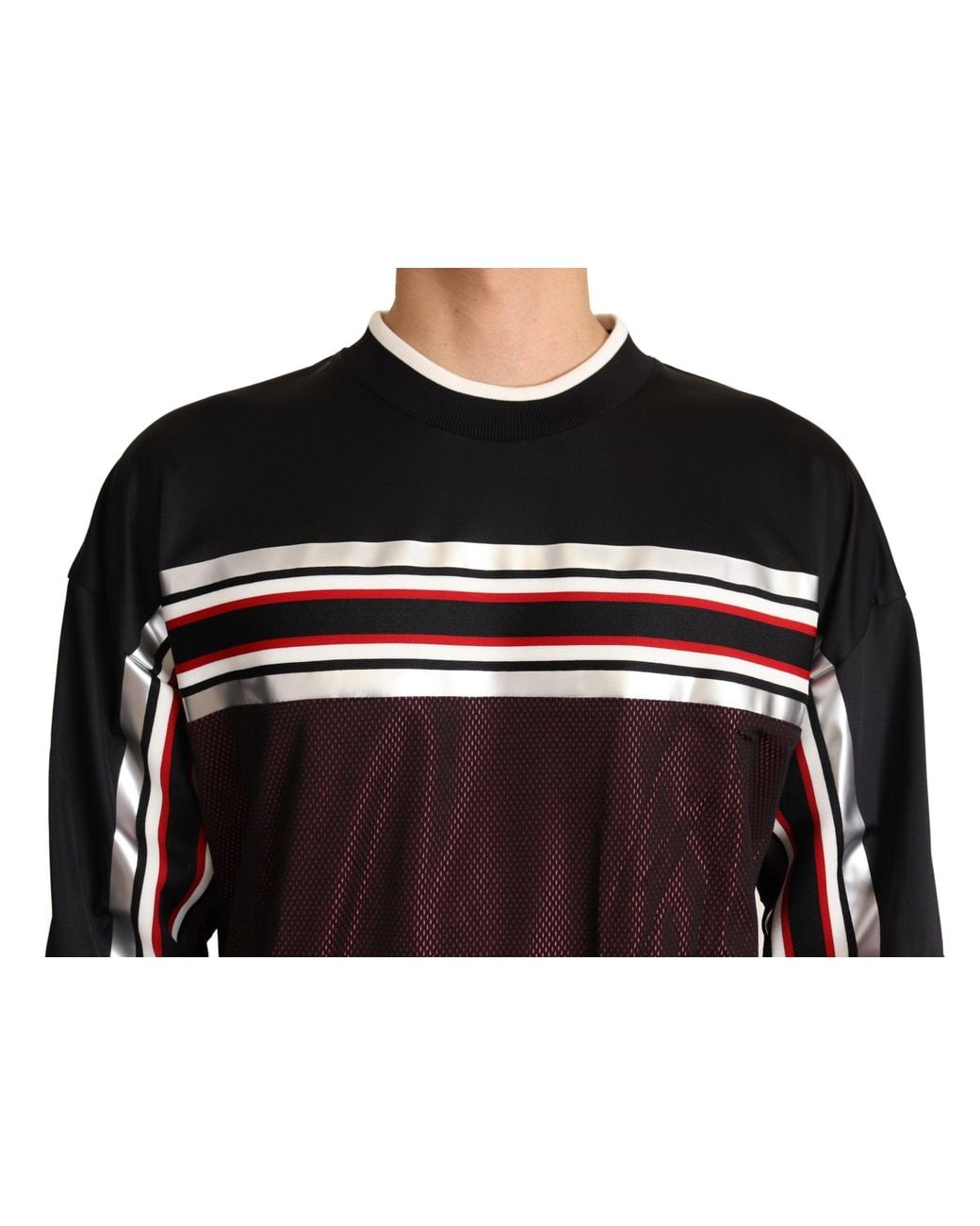 Dolce & Gabbana Black Mesh Sport Pullover Crewneck Sweater for men