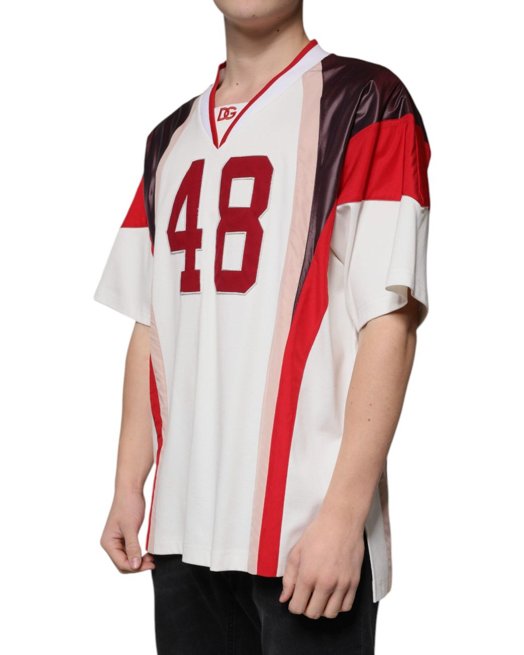 Dolce & Gabbana Red Number 48 Jersey Colorblock for men