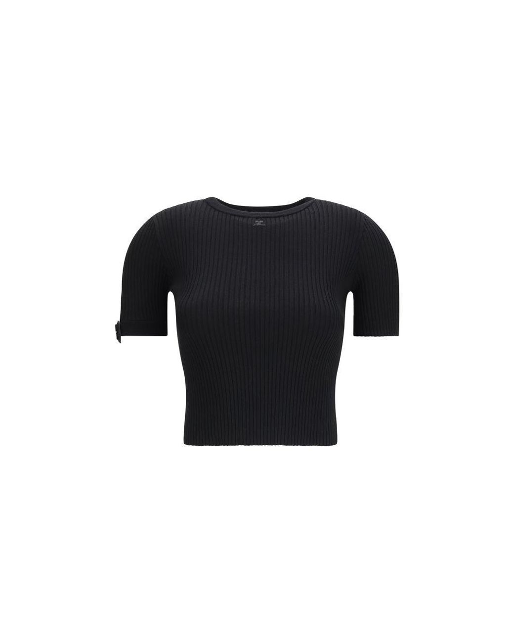 Courreges Black Viscose T-Shirt