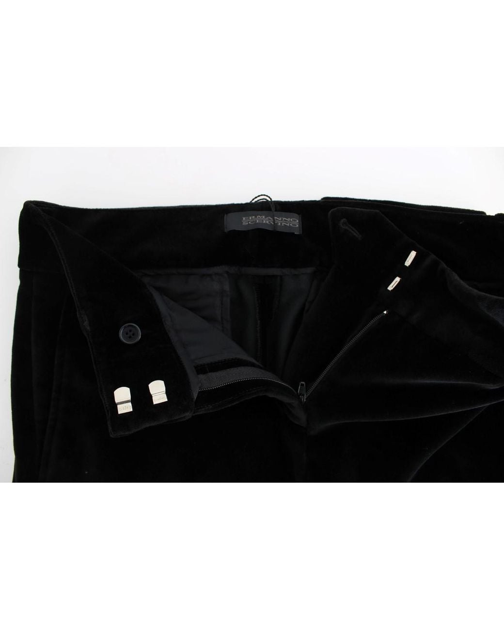Ermanno Scervino Black Velvet Cotton Straight Legs Pants