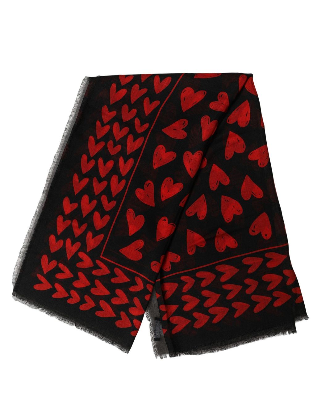 Dolce & Gabbana Red Cashmere Hearts Print Stole Scarf