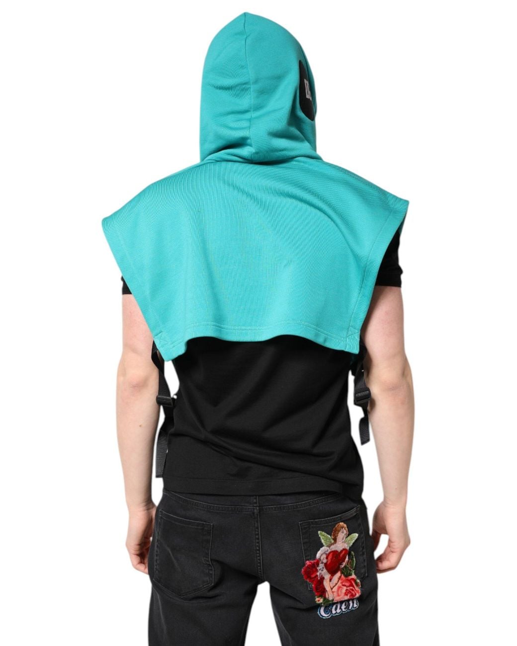 Dolce & Gabbana Blue Cotton Hooded Sportswear Vest Sweater for men