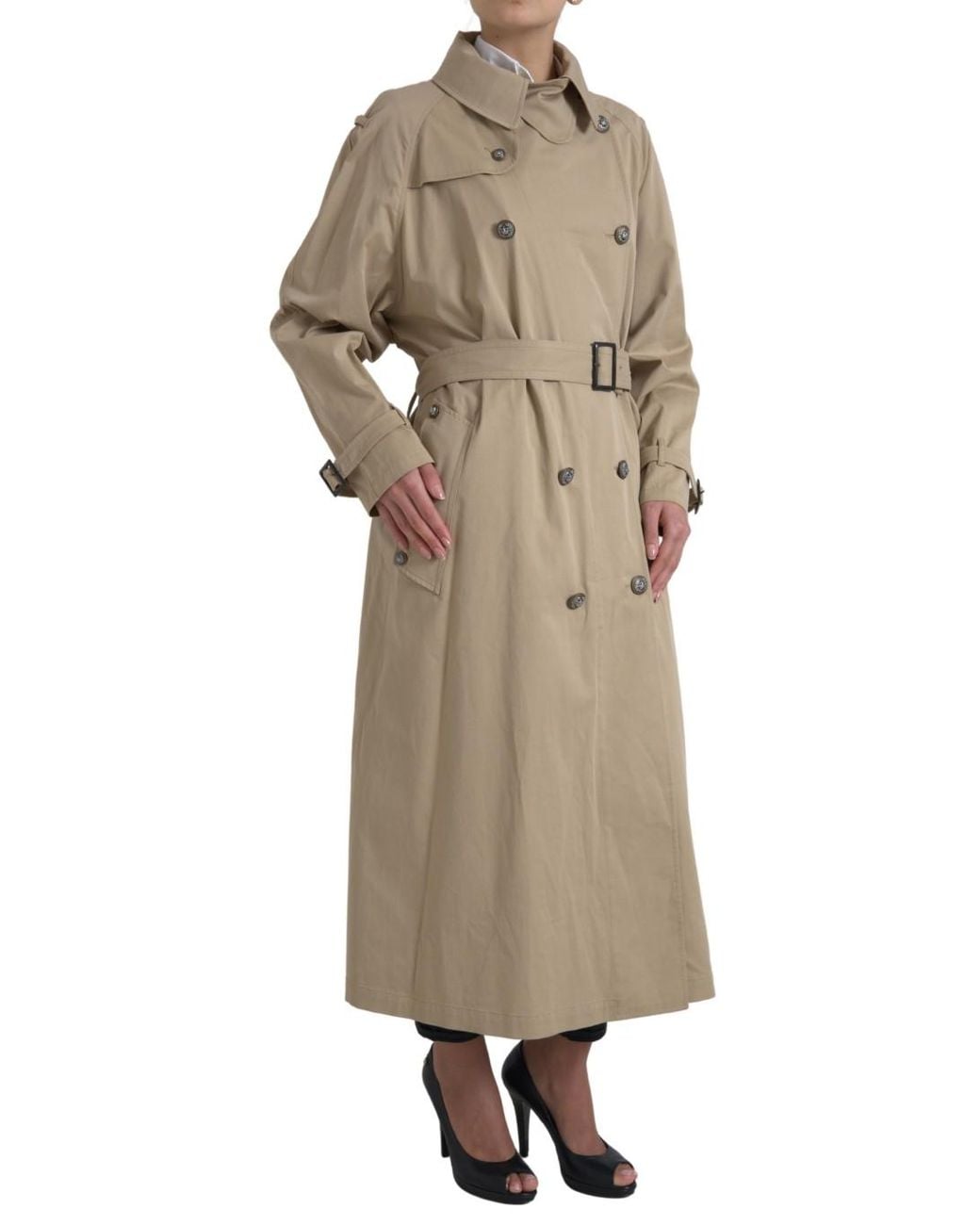 Dolce & Gabbana Natural Khaki Double Breasted Trench Coat Jacket