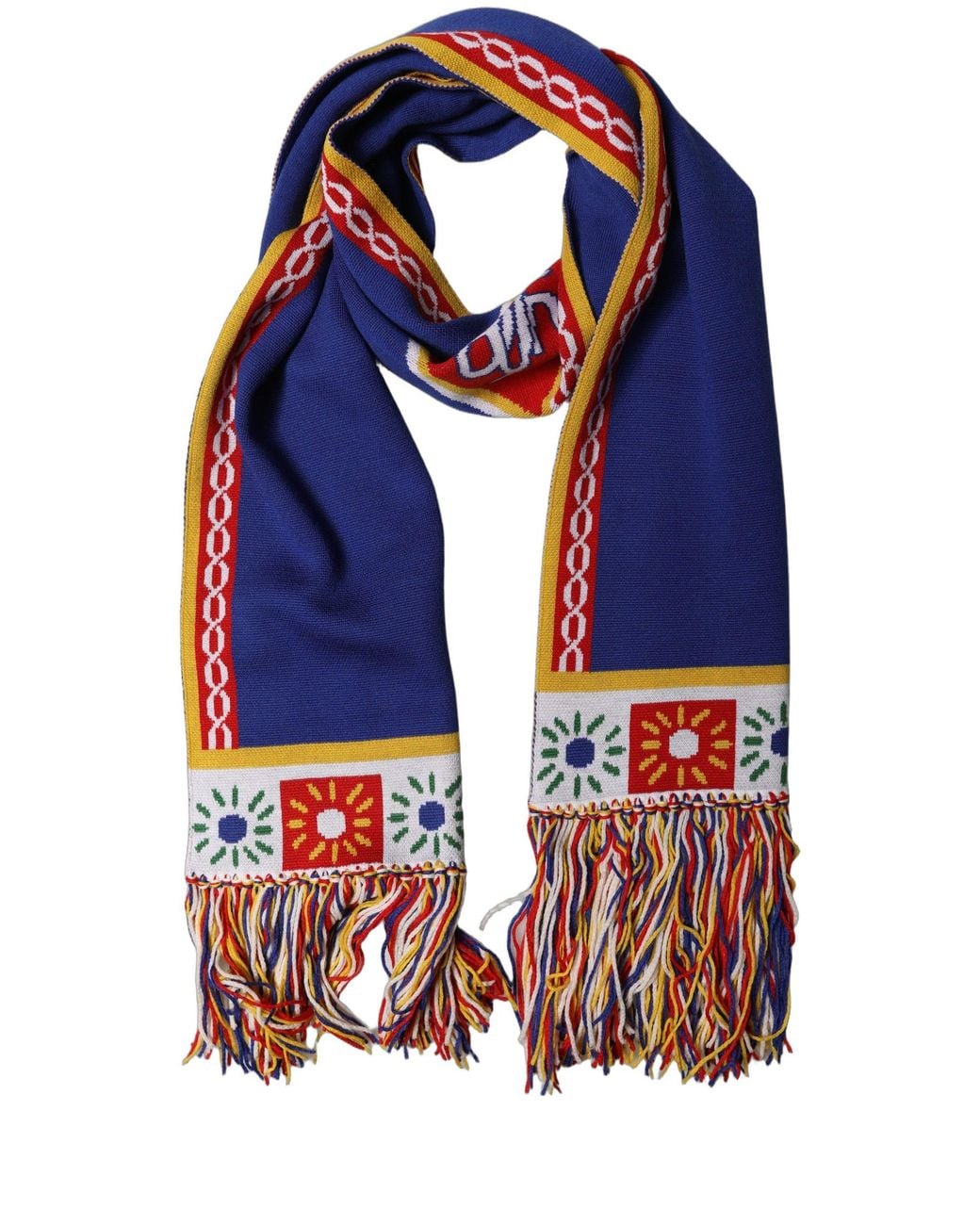 Dolce & Gabbana Blue D&G Queen Cashmere Knitted Shawl Scarf