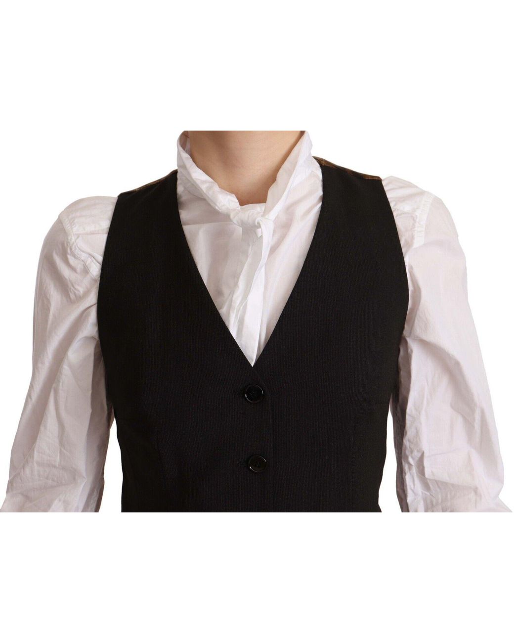 Dolce & Gabbana Black Elegant Buttoned Vest Top