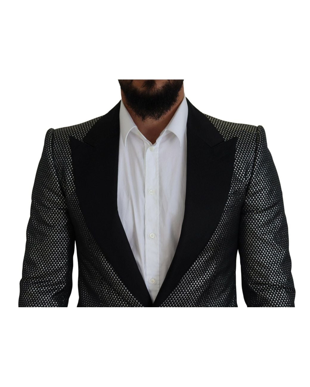 Dolce & Gabbana Black Elegant Jacquard Single Breasted Blazer for men