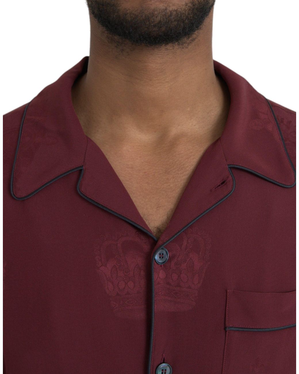 Dolce & Gabbana Purple Crown Jacquard Silk Long Sleeve Shirt for men