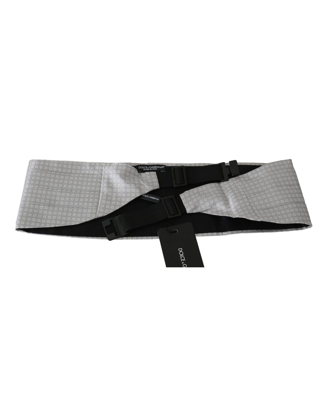 Dolce & Gabbana Black Patterned Waist Belt Silk Cummerbund for men